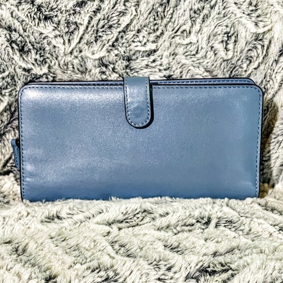 EUC - COACH SKINNY WALLET IN BLUEBELL REFINED CALF LEATHER (F58586) - Picture 2 of 6